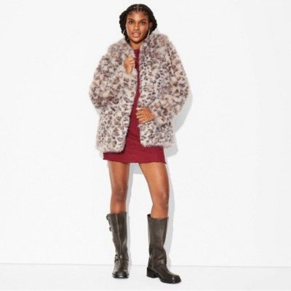 Wild Fable Jackets & Blazers - Wild Fable - Women's Faux Fur Jacket - Wild Fable Brown Leopard Brown